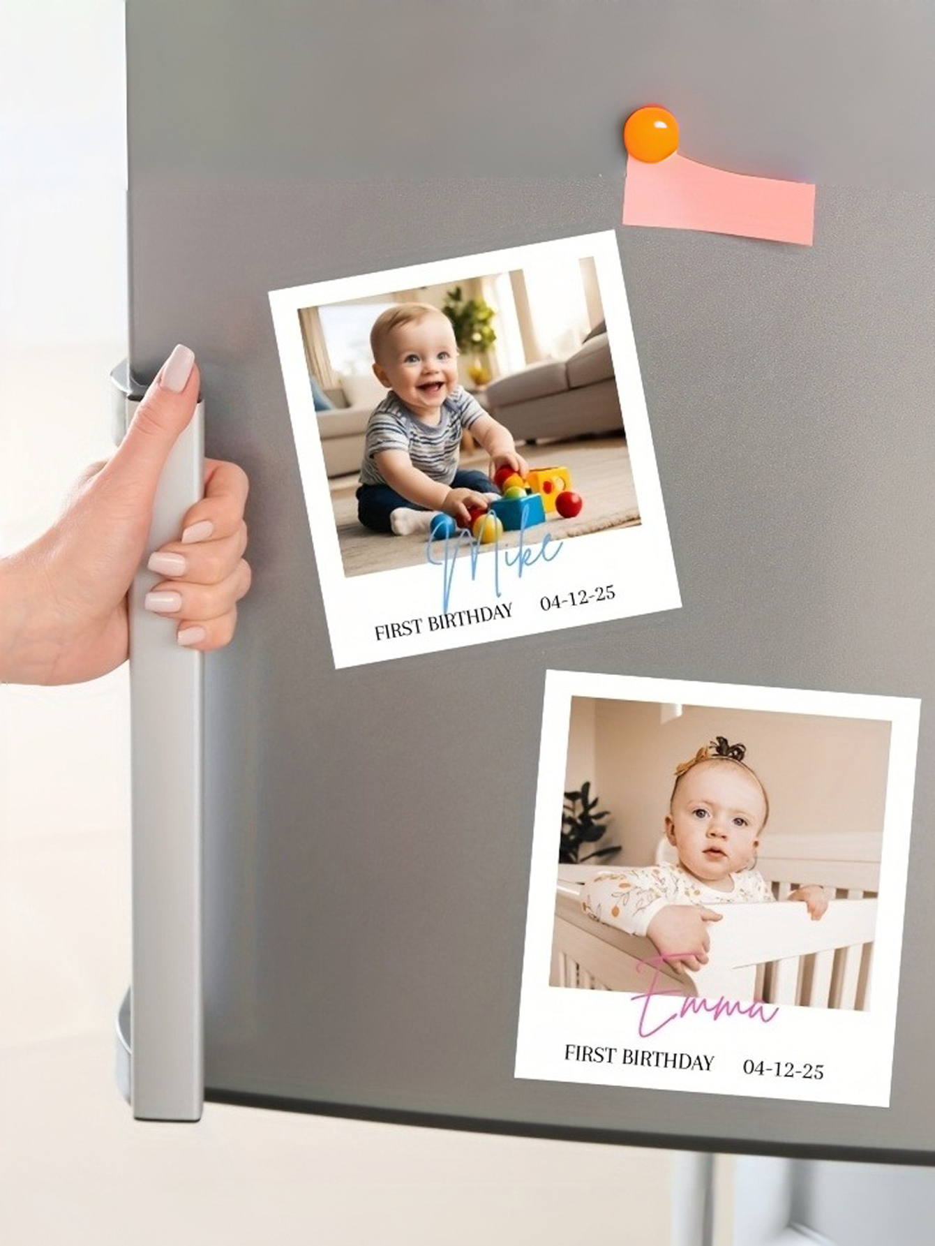 Custom Photo Fridge Magnets: Personalized First Birthday Party Gifts Photo Date Text Magnets